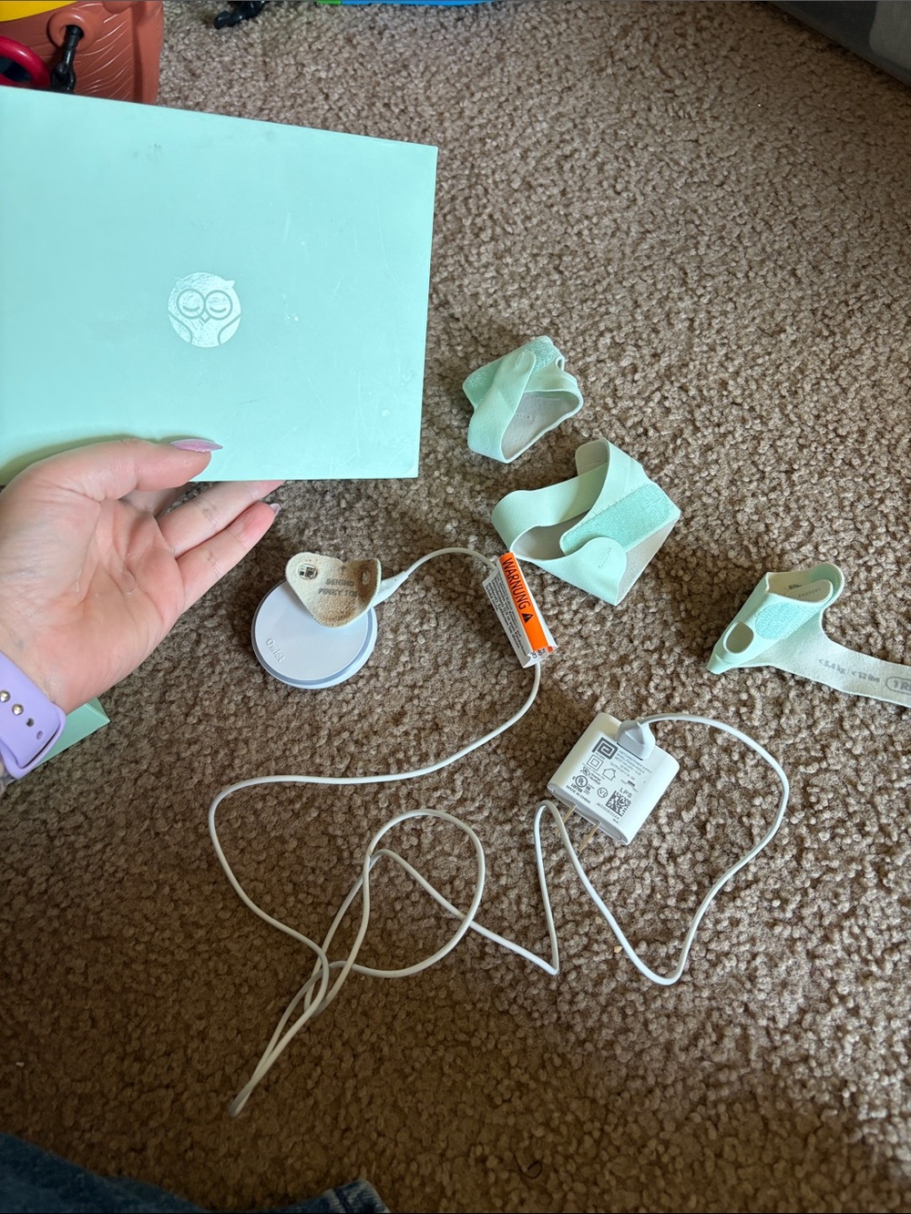 B73 Owlet Smart Sock, Comes in Box w/ 3 socks, sensor, and charger